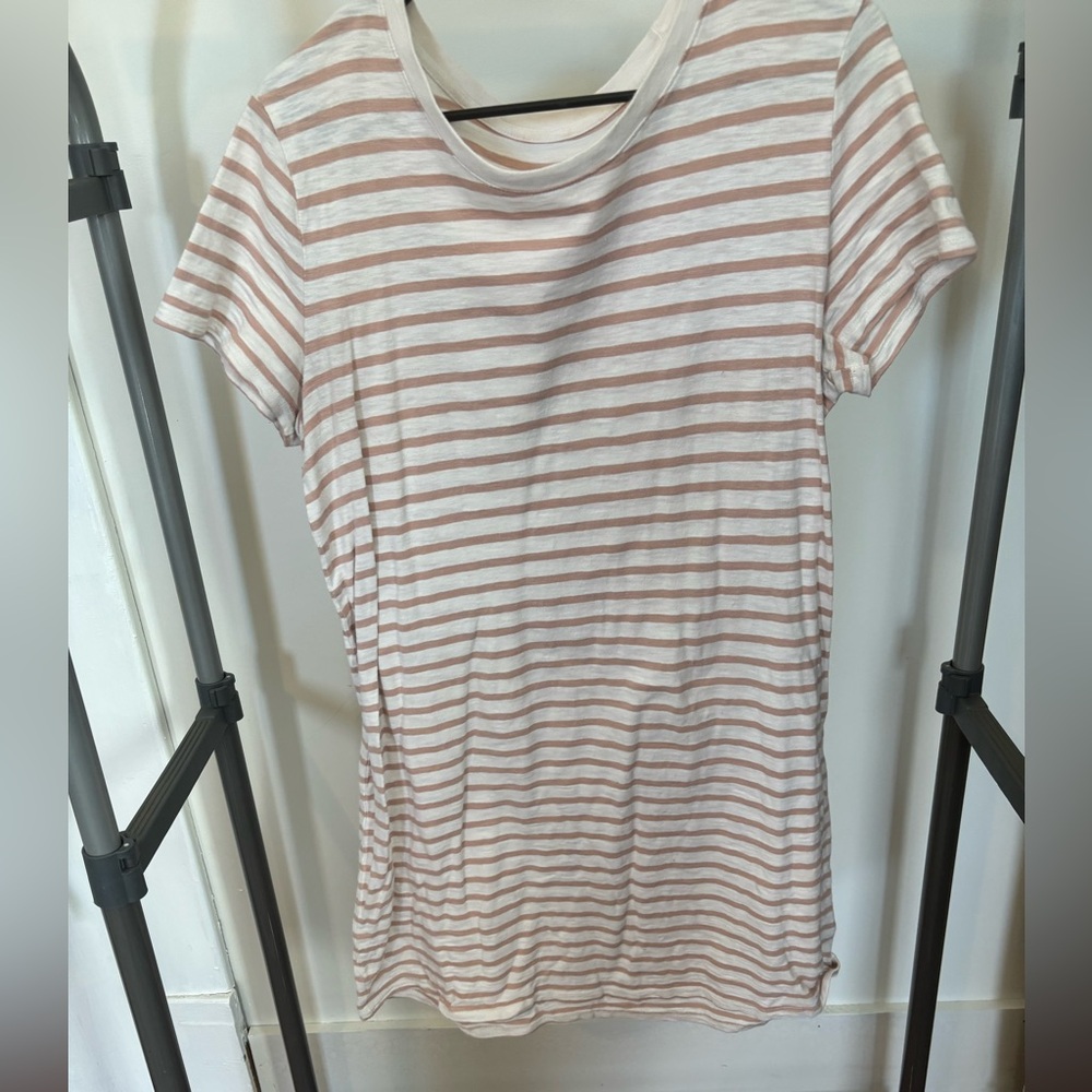Striped Pink and White T-Shirt Dress